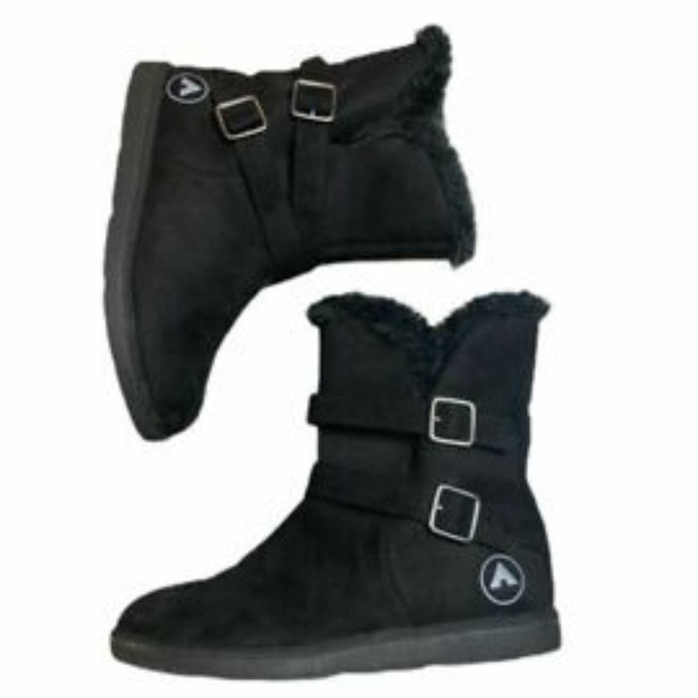Airwalk Size 9 Black Faux Fur Winter Boots